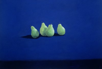 Pears on a Blue Cloth by Lincoln Seligman